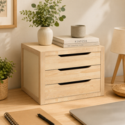 Cassettiera in Legno 3 Cassetti 39x30x29,5 cm Naturale