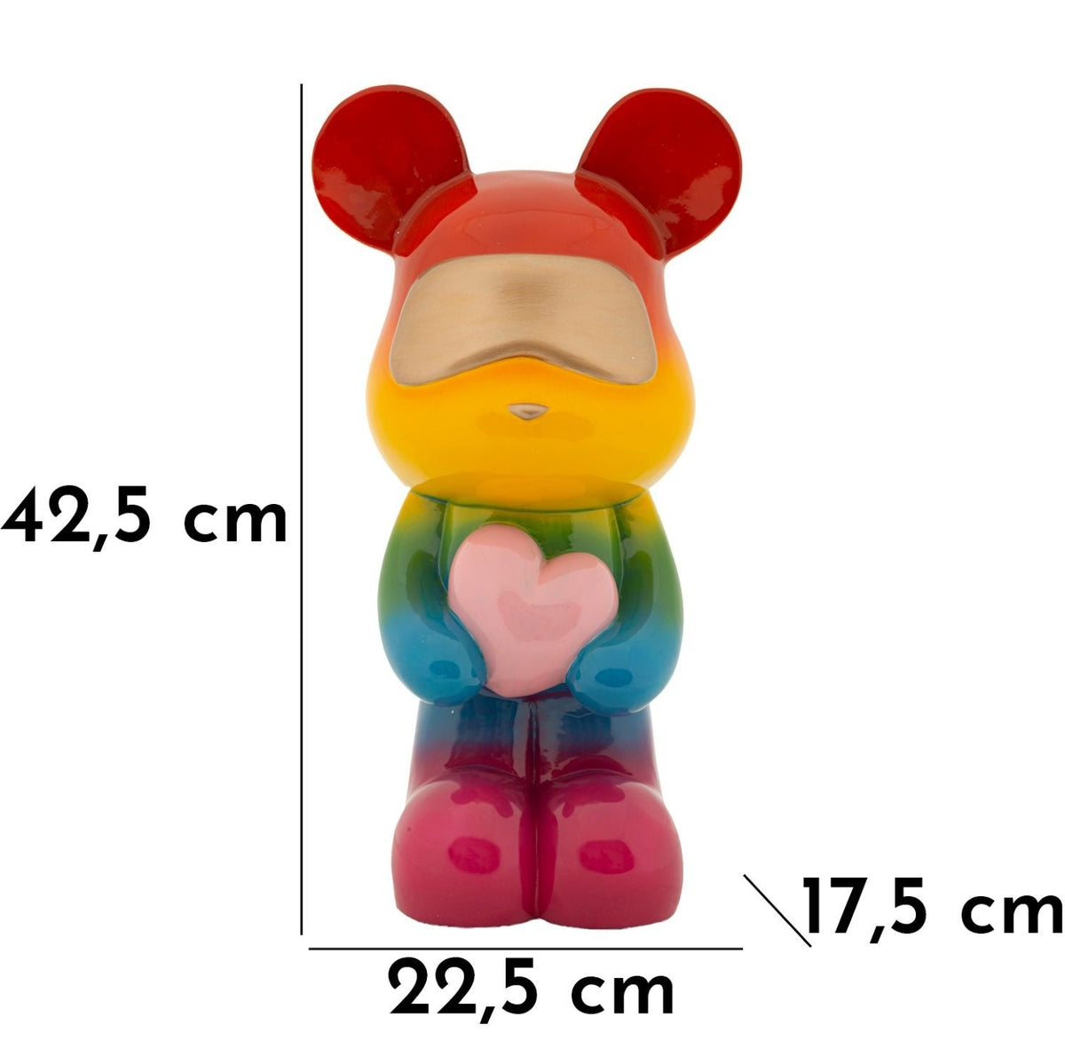 Orsetto Rainbow in Piedi 22,5x17,5x42,5 cm Scultura Decorativa Multicolore