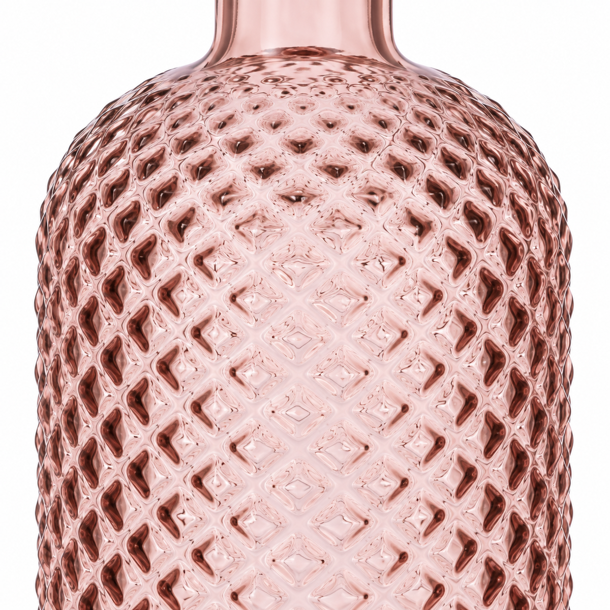 Vaso Decorativo Avril in Vetro Rosa con Texture H28 cm Bottiglia Decorativa