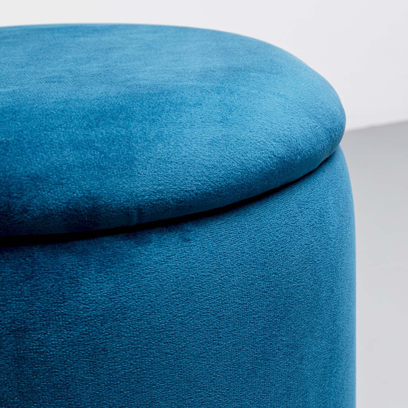 Set 2 Sgabelli Pouf Contenitore Cherry Storage Blu con Dettagli Ottone