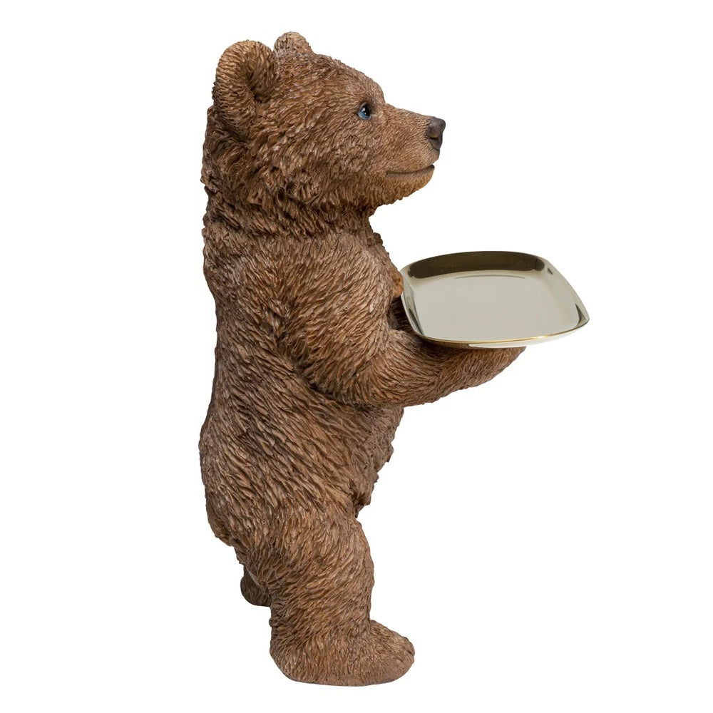 Statuetta Decorativa Orsetto Con Vassoio Butler Standing Bear H. 35 cm