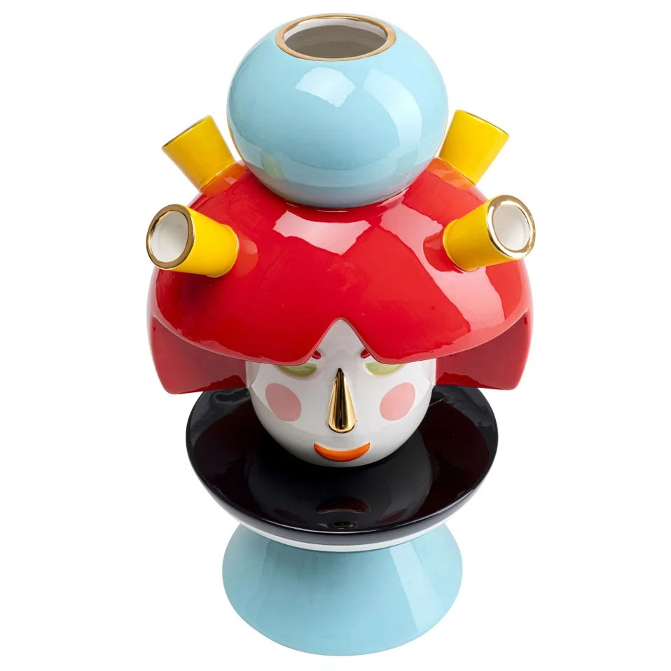 Vaso Decorativo Volto Puppet Girl 36cm Pop Multicolore
