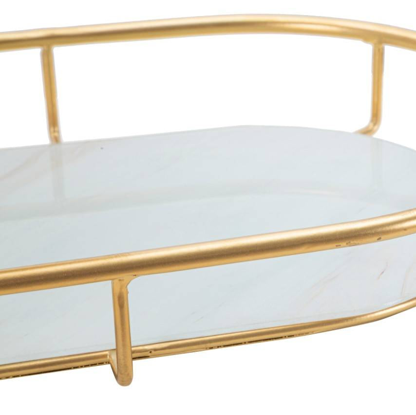 Svuotatasche 2 Levels Oro 36x22,5x27 cm in Ferro e Vetro a Specchio