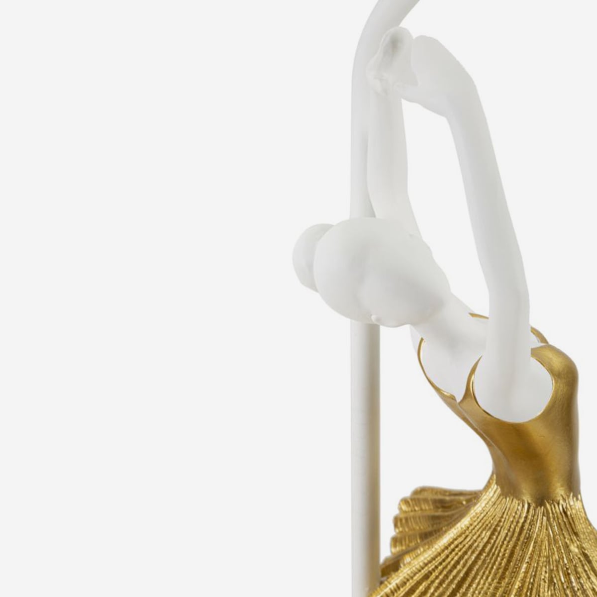 Lampada da Tavolo Ballerina Ø28x64 cm con Base Scultorea e Abito Dorato