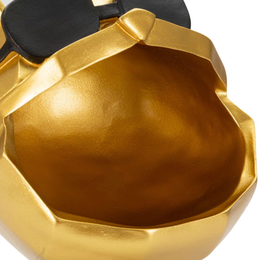 Svuotatasche Cane Nero e Oro Ø17 x H23,5 cm in Resina