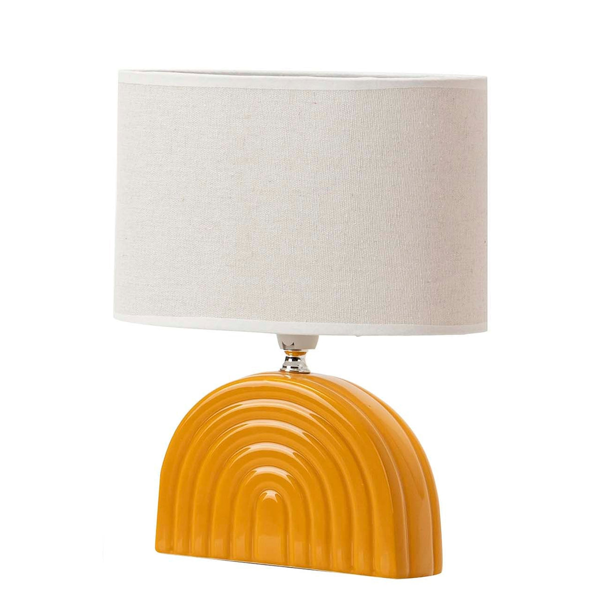 Lampada da Tavolo in Ceramica Arancio 30 cm con Paralume Bianco