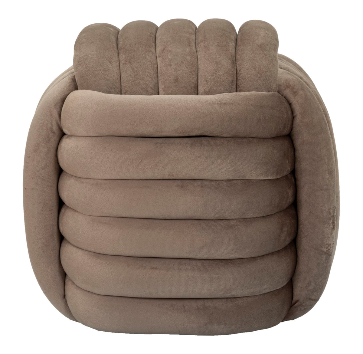 Pouf Annodato in Velluto Tortora 45 x 45 cm Seduta Decorativa Morbida