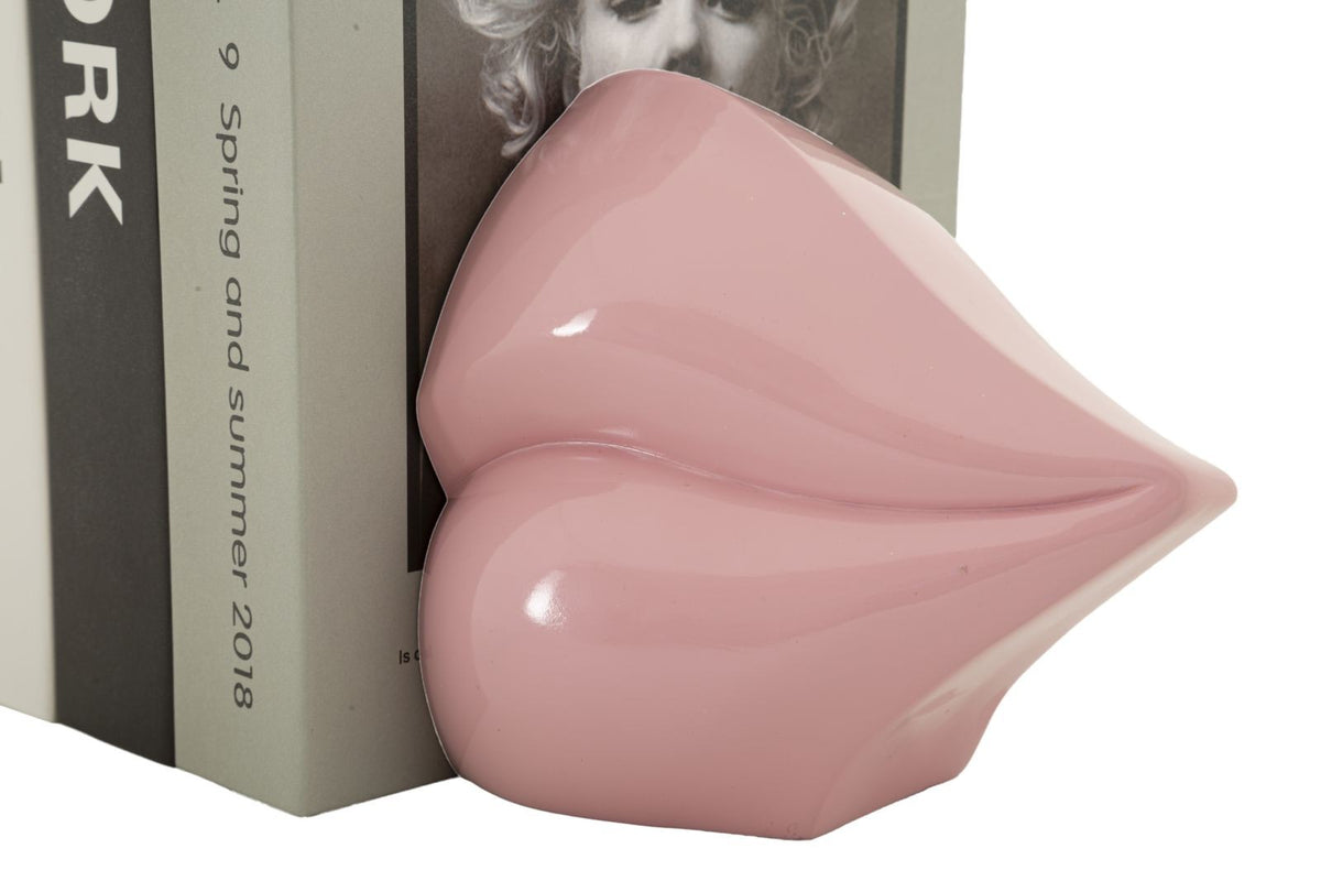 Fermalibri Bocca Rosa in Poliresina 27 cm Coppia Decorativa Pop Glam