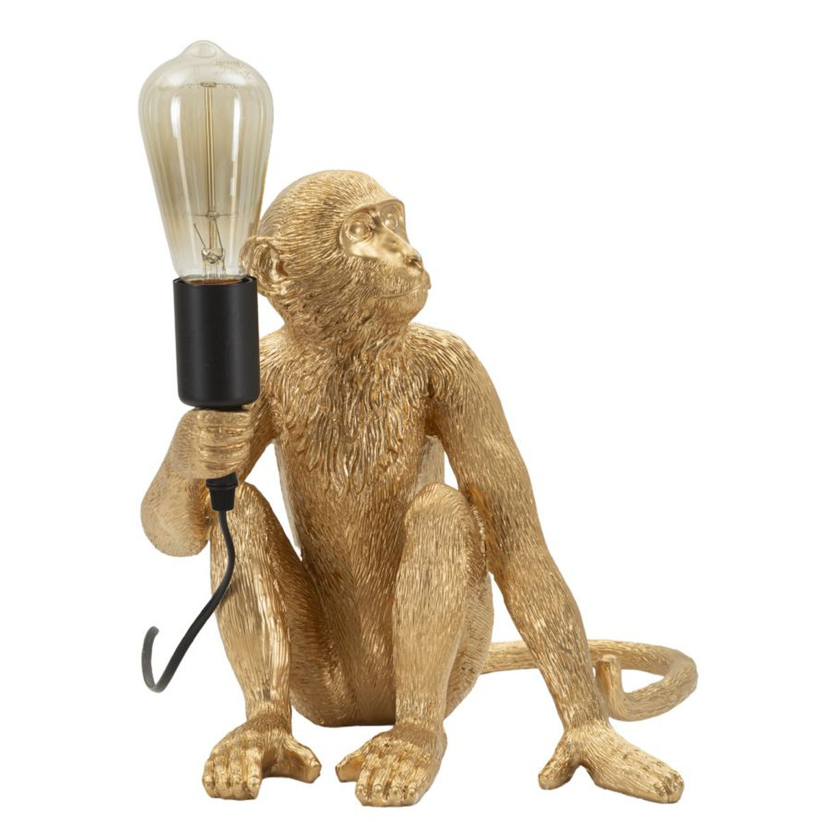 Lampada Tavolo Monkey Seduta Oro in Poliresina 32x33x32cm