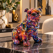 Scultura Bulldog Psyco Multicolore 21,5x15,5x21cm in Resina Design Pop