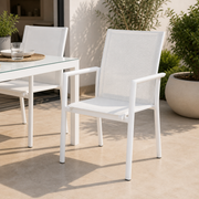 Sedia Konnor Bizzotto in Alluminio Bianco Impilabile con Textilene Outdoor