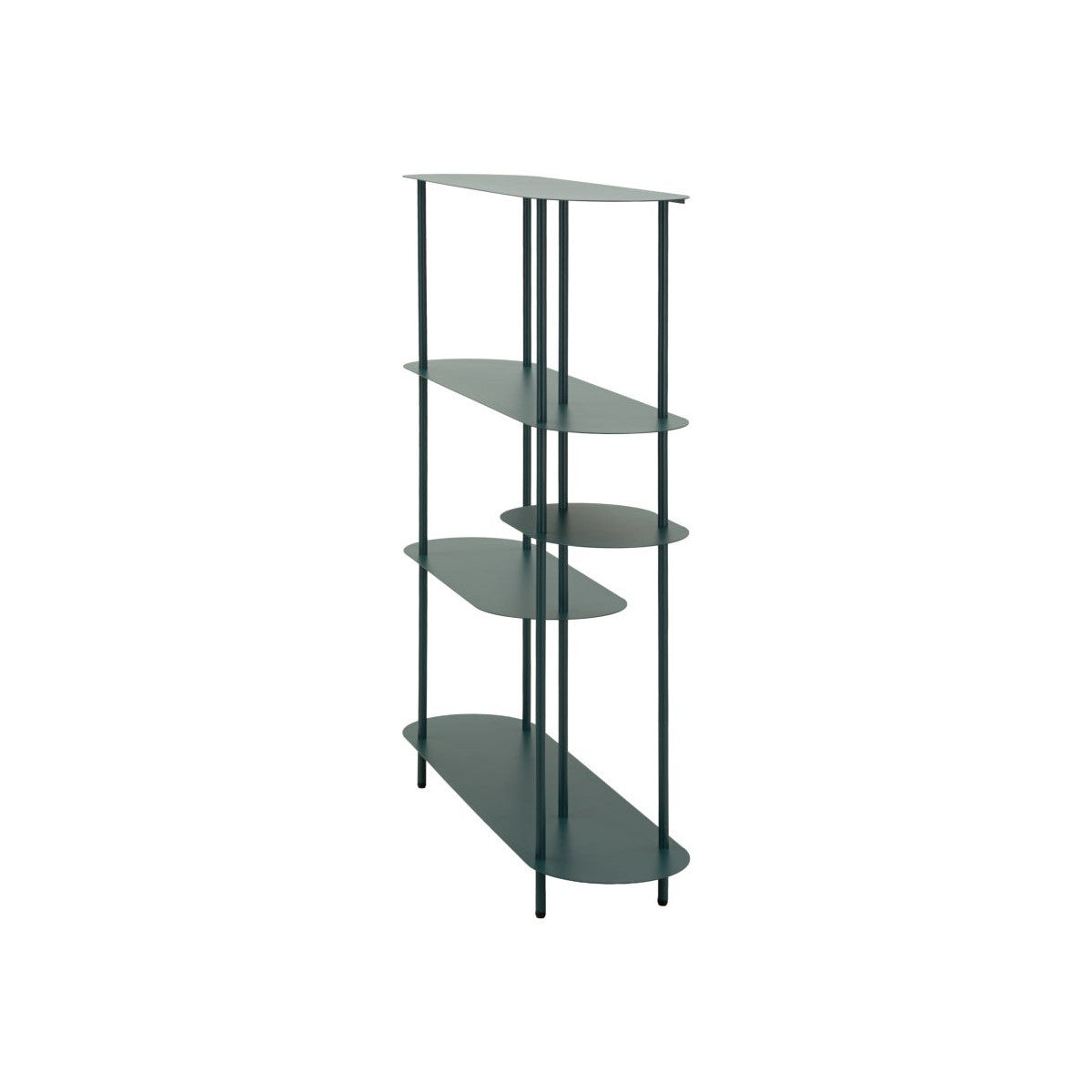 Libreria Saturno 118x31x139 cm in Metallo Tortora e Ottanio