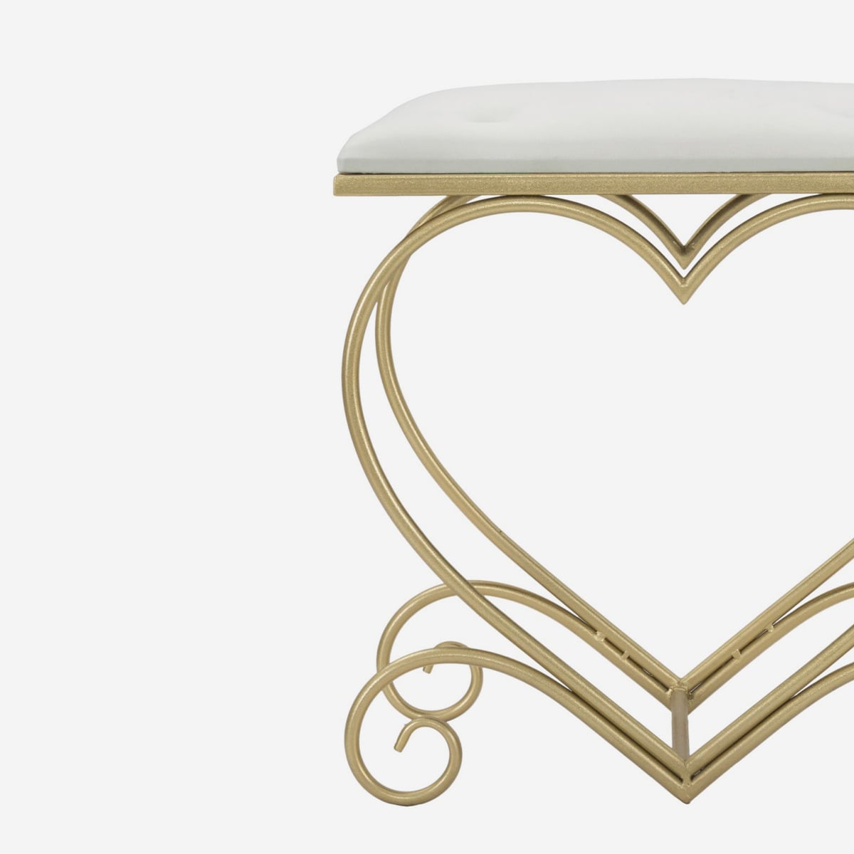 Sgabello Heart Crema 50x37,5x51,5 cm con Struttura Dorata