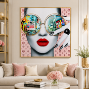 Quadro Decorativo Times Square View con Cornice Oro 120 x 120 cm