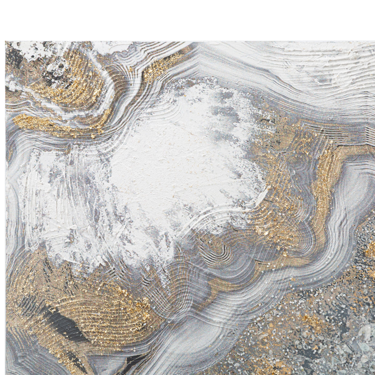 Dipinto Quadro su Tela Cave Astratto Grigio Oro 120 x 60 cm con Telaio in Legno