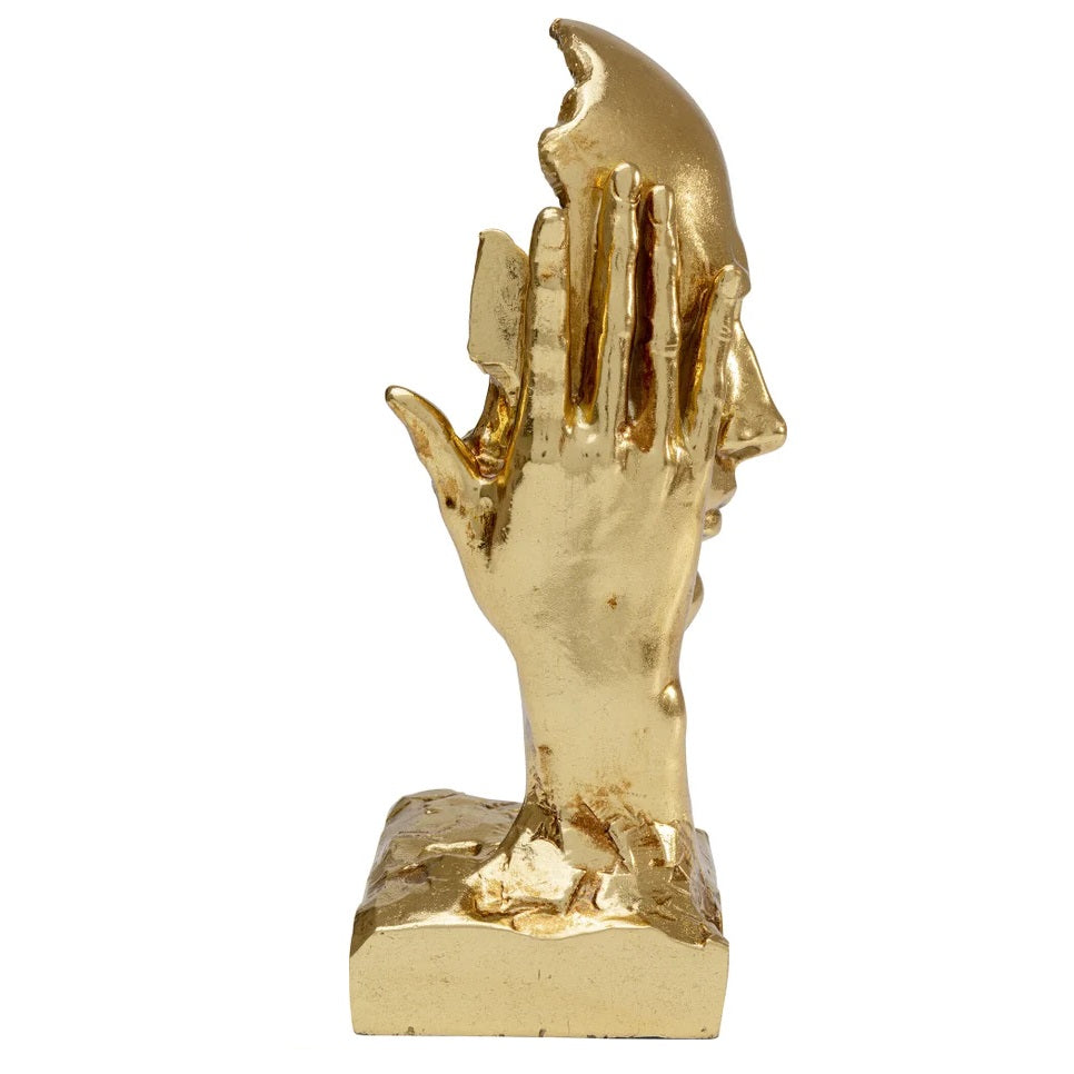 Scultura Oggetto Decorativo Volto Viso In my Mind Oro 30cm