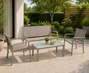 Set Salotto da Giardino 4 Pezzi Santiago Acciaio Taupe/Marrone