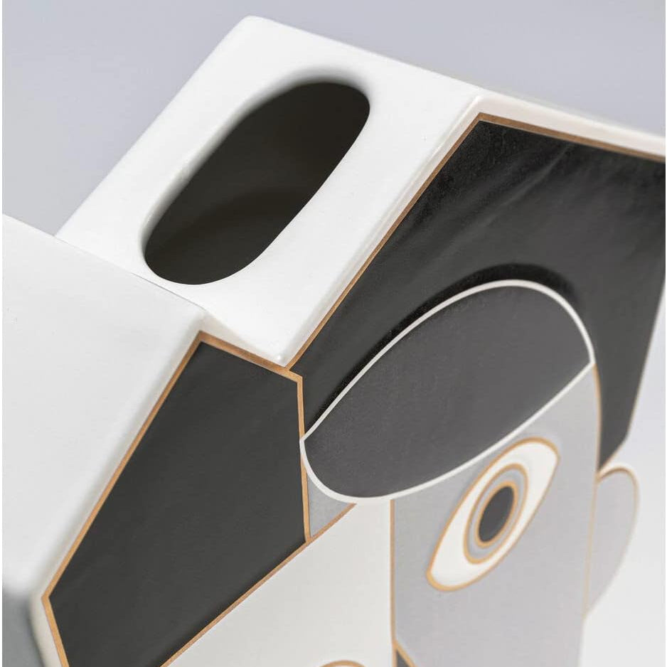 Vaso Decorativo Volto Geometrico Art Gentleman 43cm Nero e Grigio