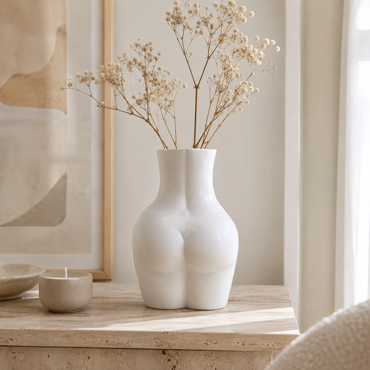 Vaso Donna Bianco 40 cm Decorativo Femminile di Design