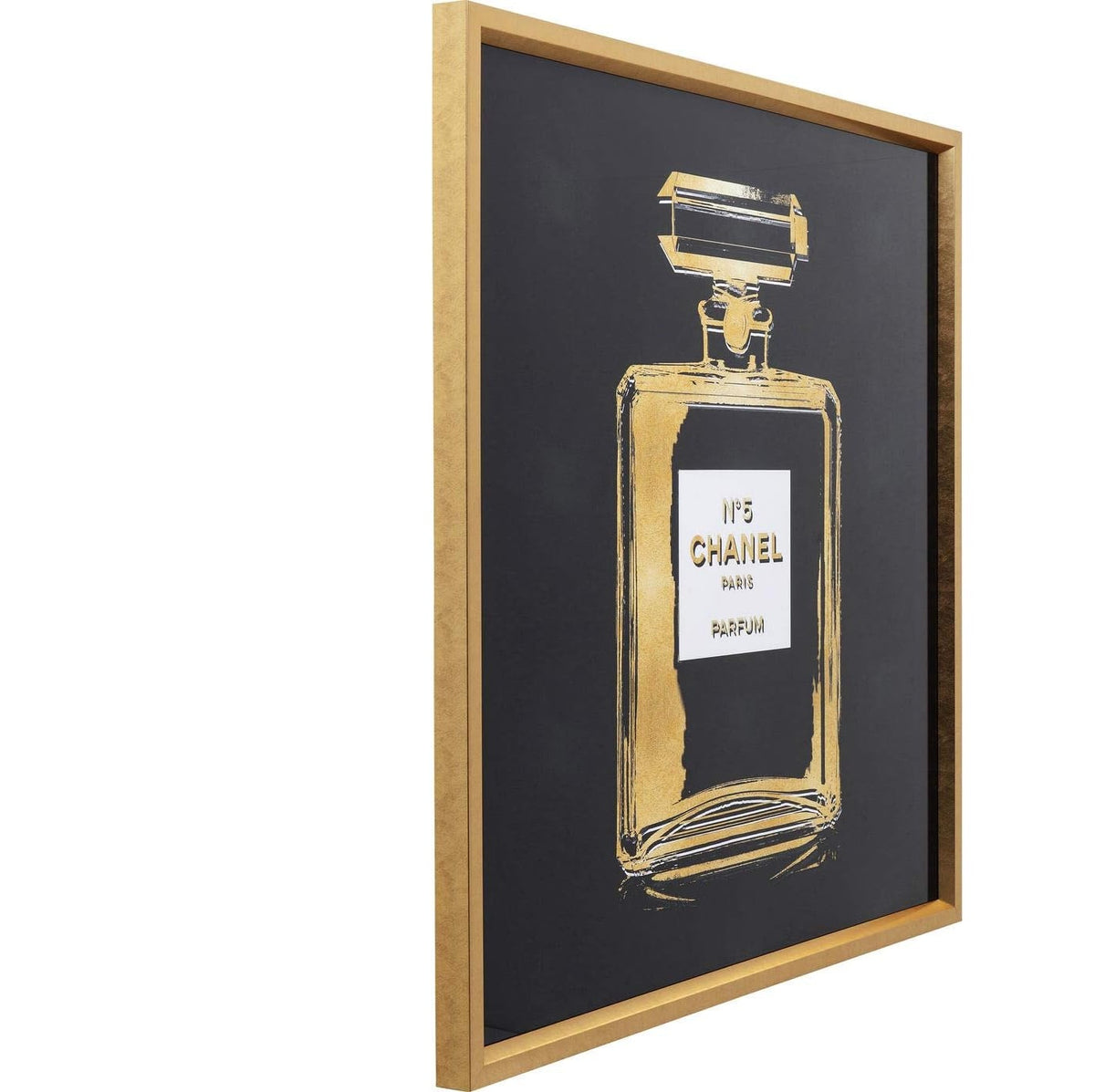 Quadro Decorativo Profumo N°5 Nero e Oro con Cornice 80 x 80 cm