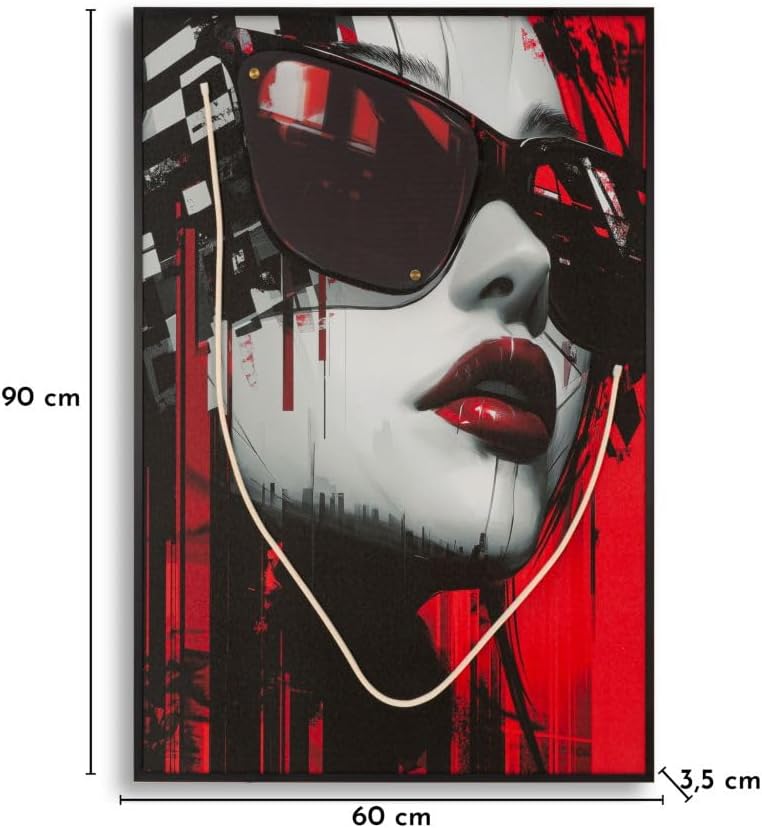 Quadro LED Moden Psyco A Stampa 60 x 90 cm con Applicazione 3D su Tela