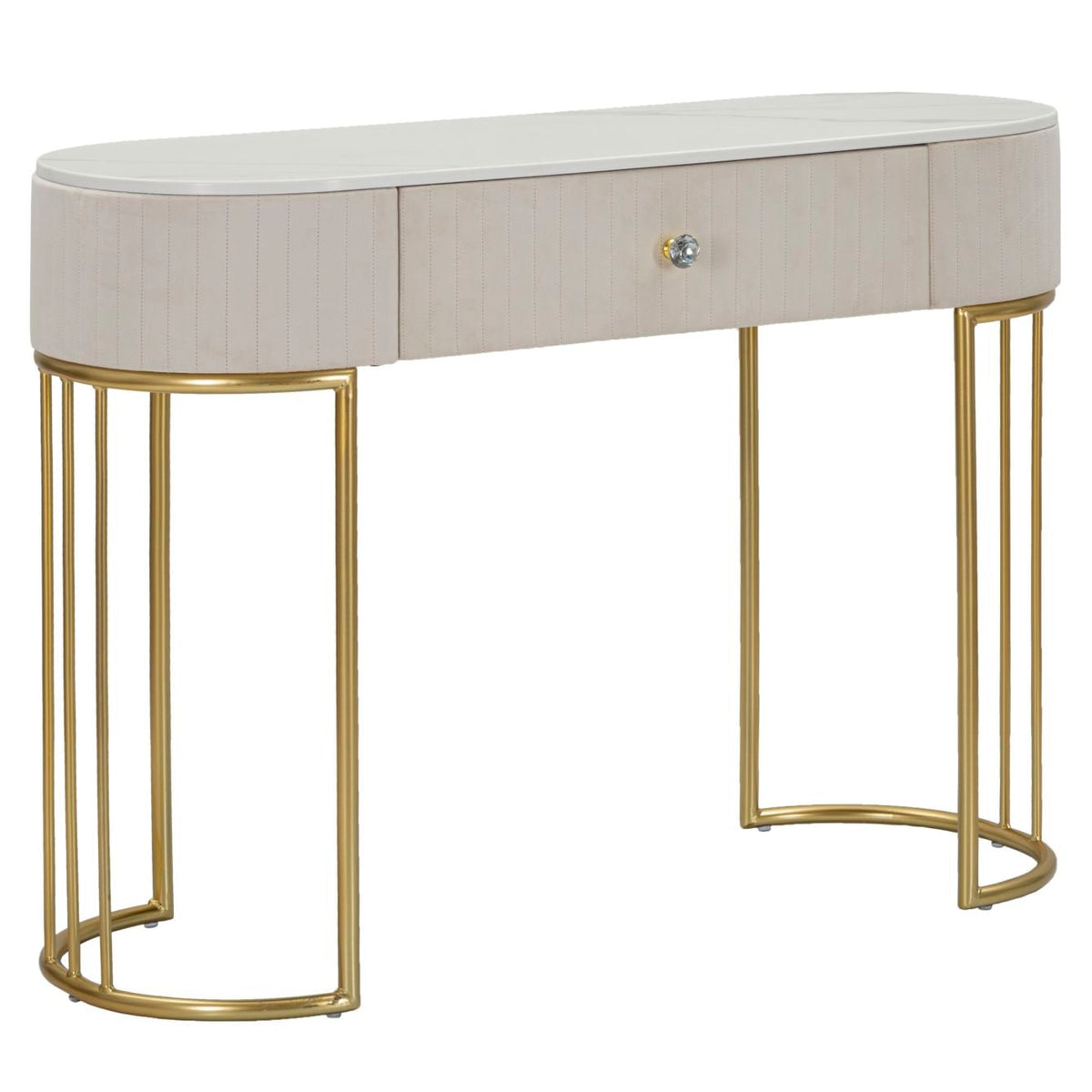 Consolle Montpellier Crema e Oro 100x40x75 cm con Cassetto
