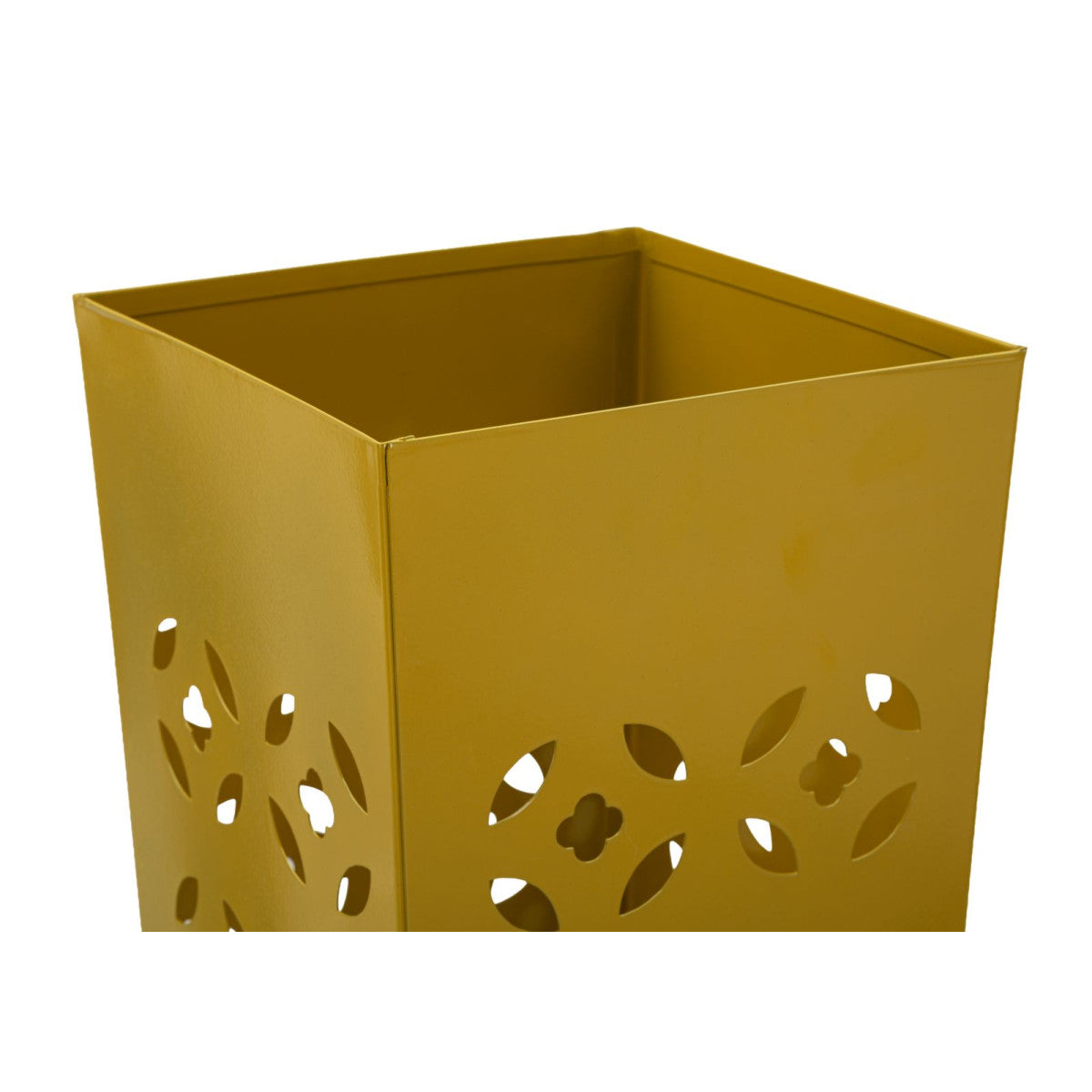 Portaombrelli Fit 20x20x48 cm in Metallo Senape con Motivi Traforati