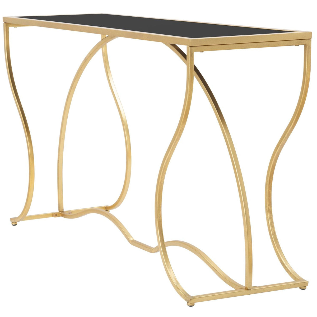 Console Sunshine Oro e Nero Mauro Ferretti 130x40x75 cm Metallo e Vetro Temprato