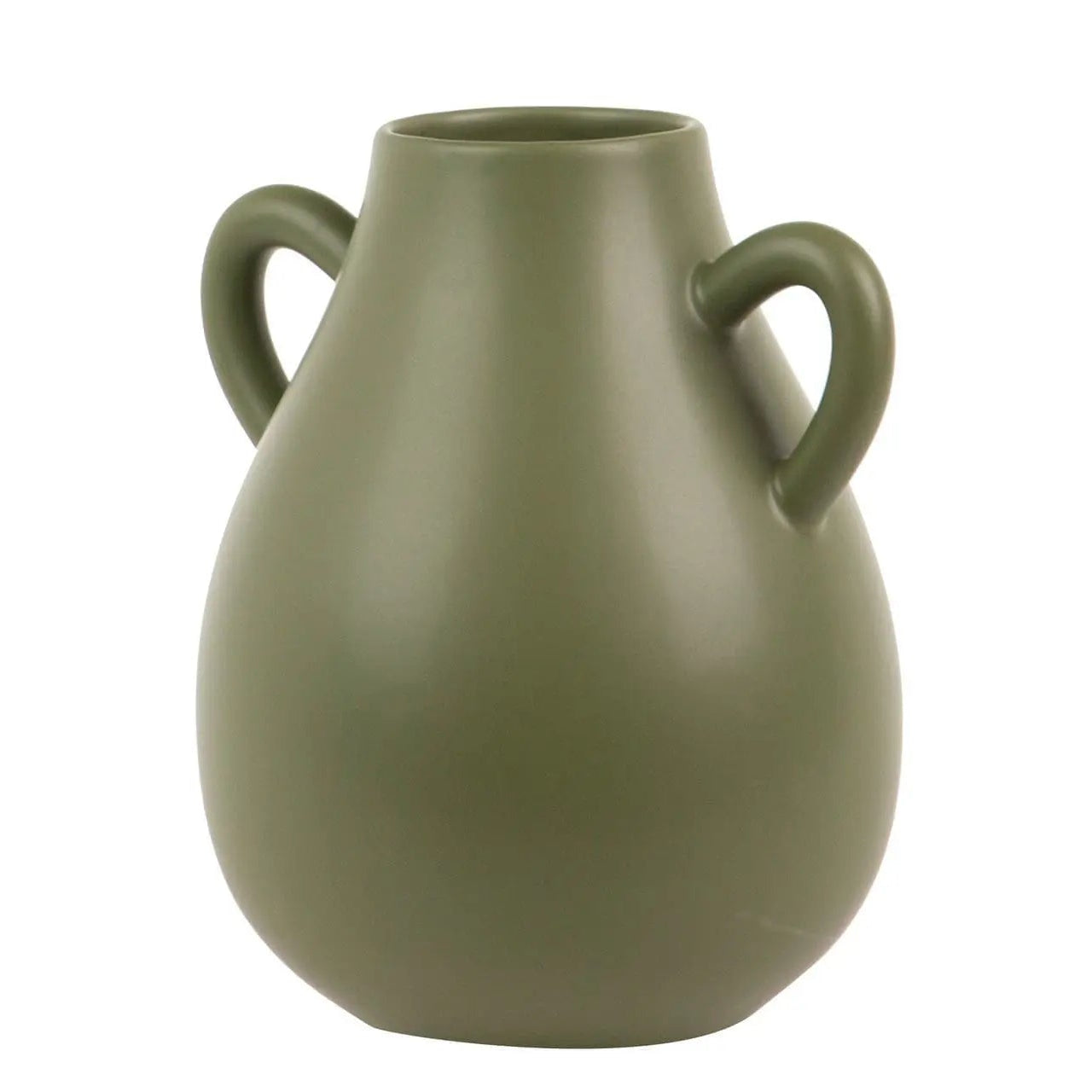 Vaso in ceramica con manici colore verde 20x17x22 cm