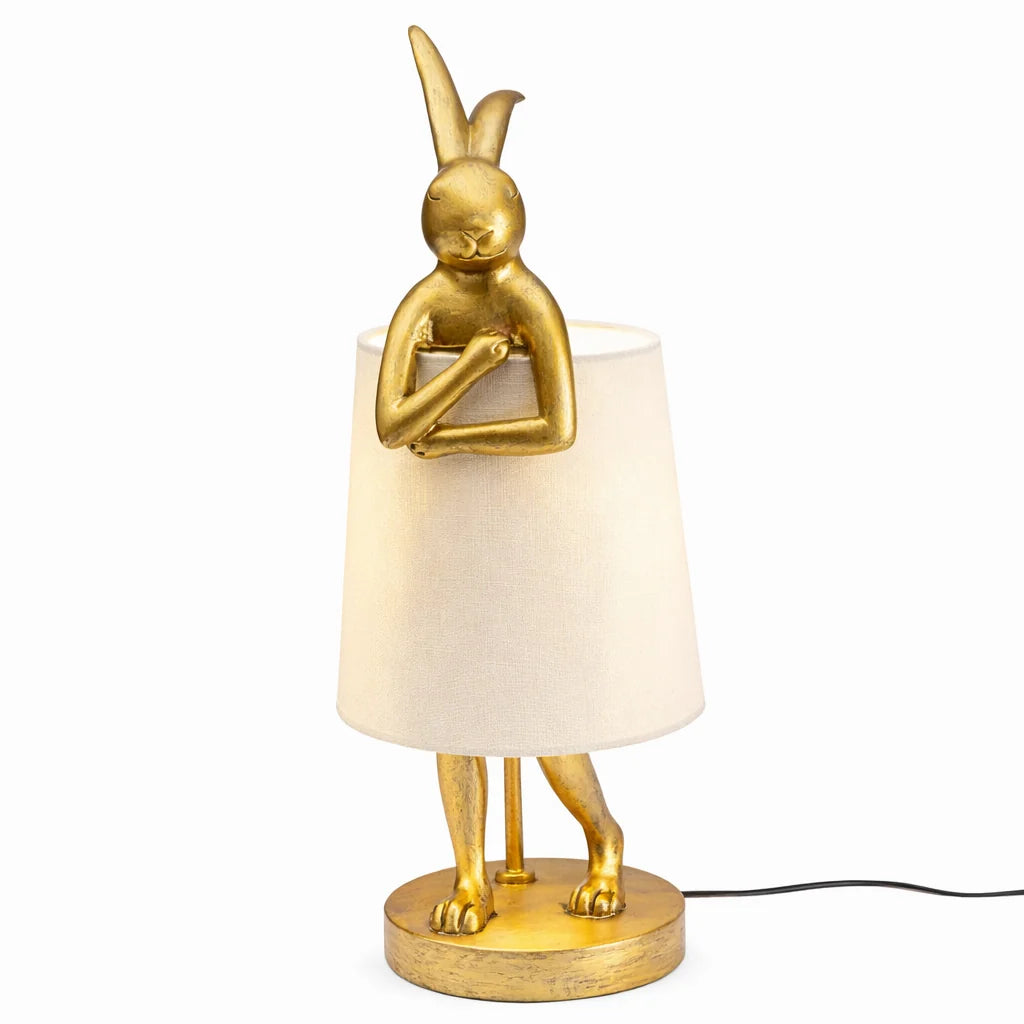 Set Decorativo Glam con Lampada Coniglio Oro 50 cm e Svuotatasche Hand Bowl Oro