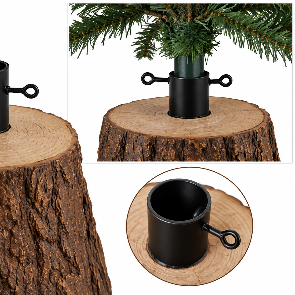 Base per Albero di Natale Tronco Xmas Tree H39,5 cm in Magnesia – Bianco e Marrone