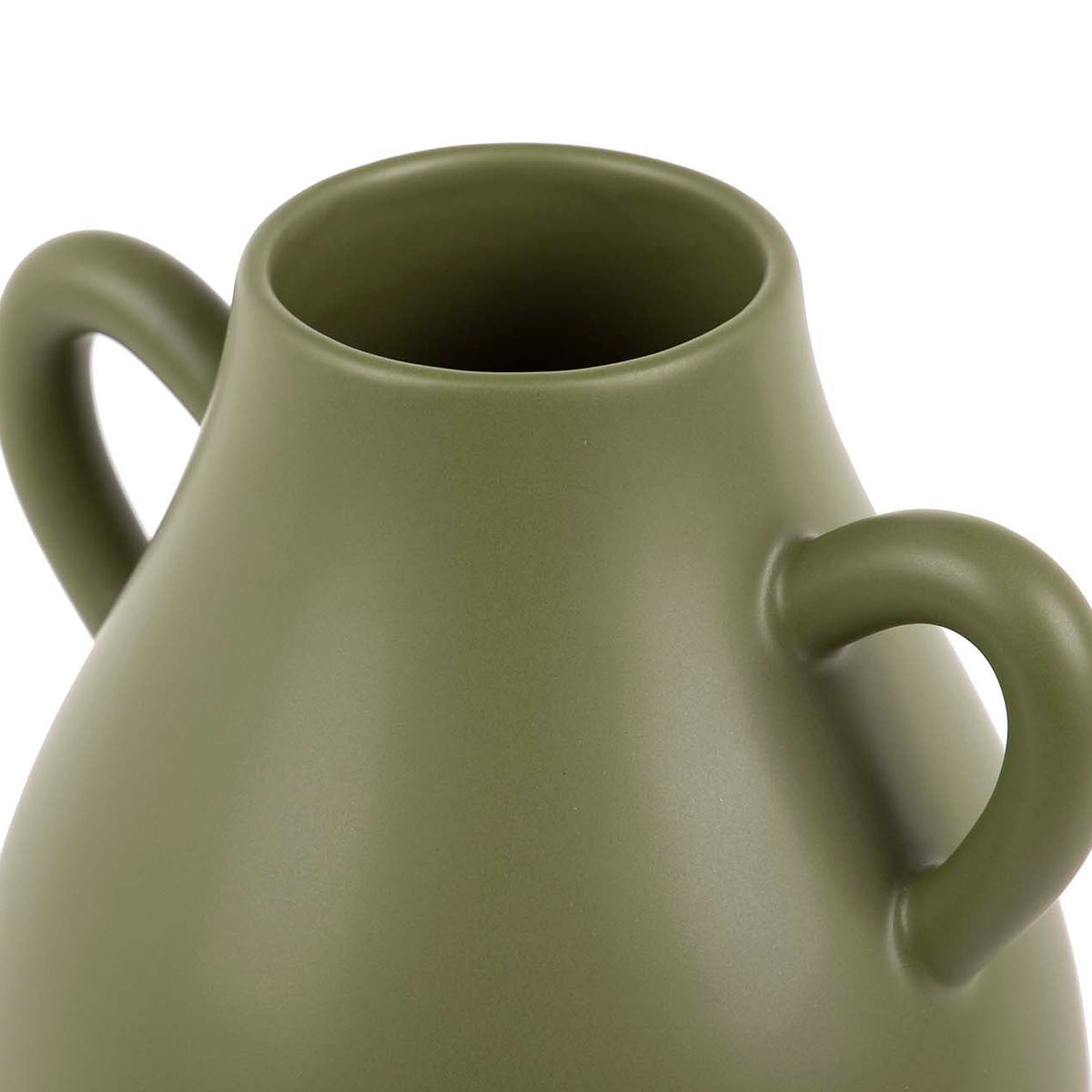 Vaso in ceramica con manici colore verde 20x17x22 cm