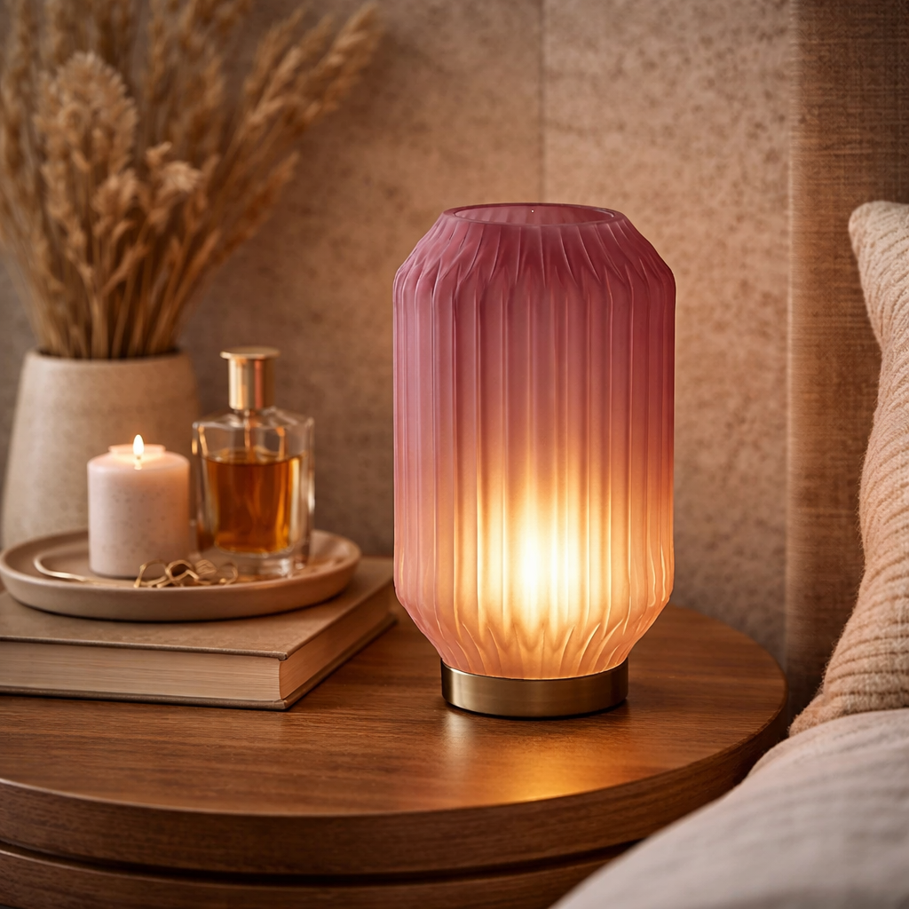 Lampada da Tavolo Bright Rosa con Base Oro H26 cm Design Elegante