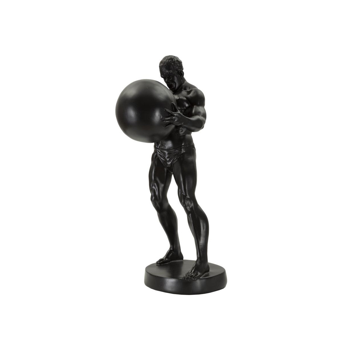 Statua Decorativa Atlante Nera 18,5x20,5x43,5 cm Uomo Atletico con Sfera