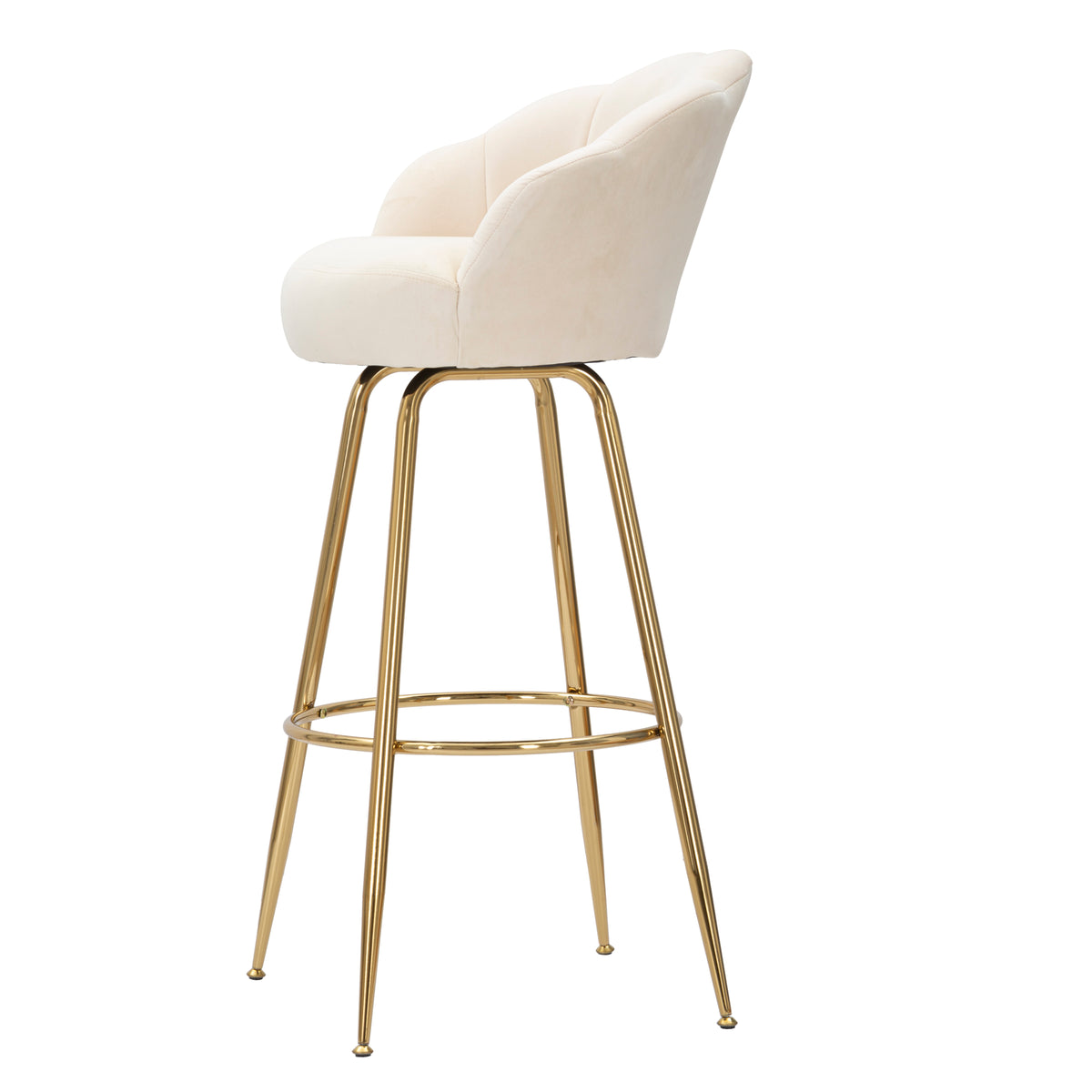 Sgabello Bar Vienna Crema in Velluto 110 cm con Gambe Dorate