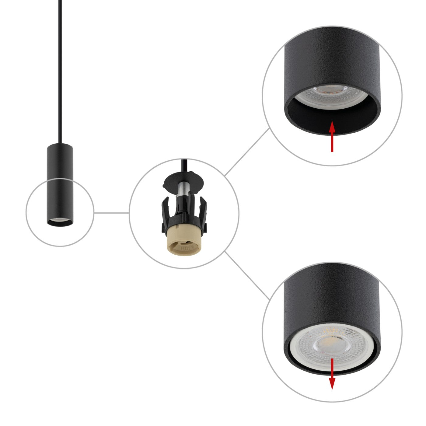 Lampada a Sospensione Fourty Black Design Minimal