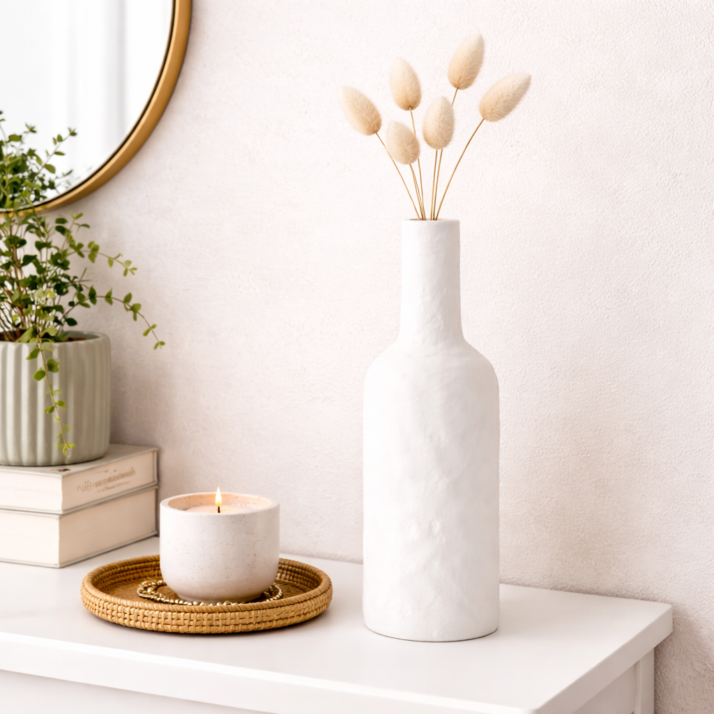 Vaso Bottiglia Decorativa Hisar To Bianco H35cm