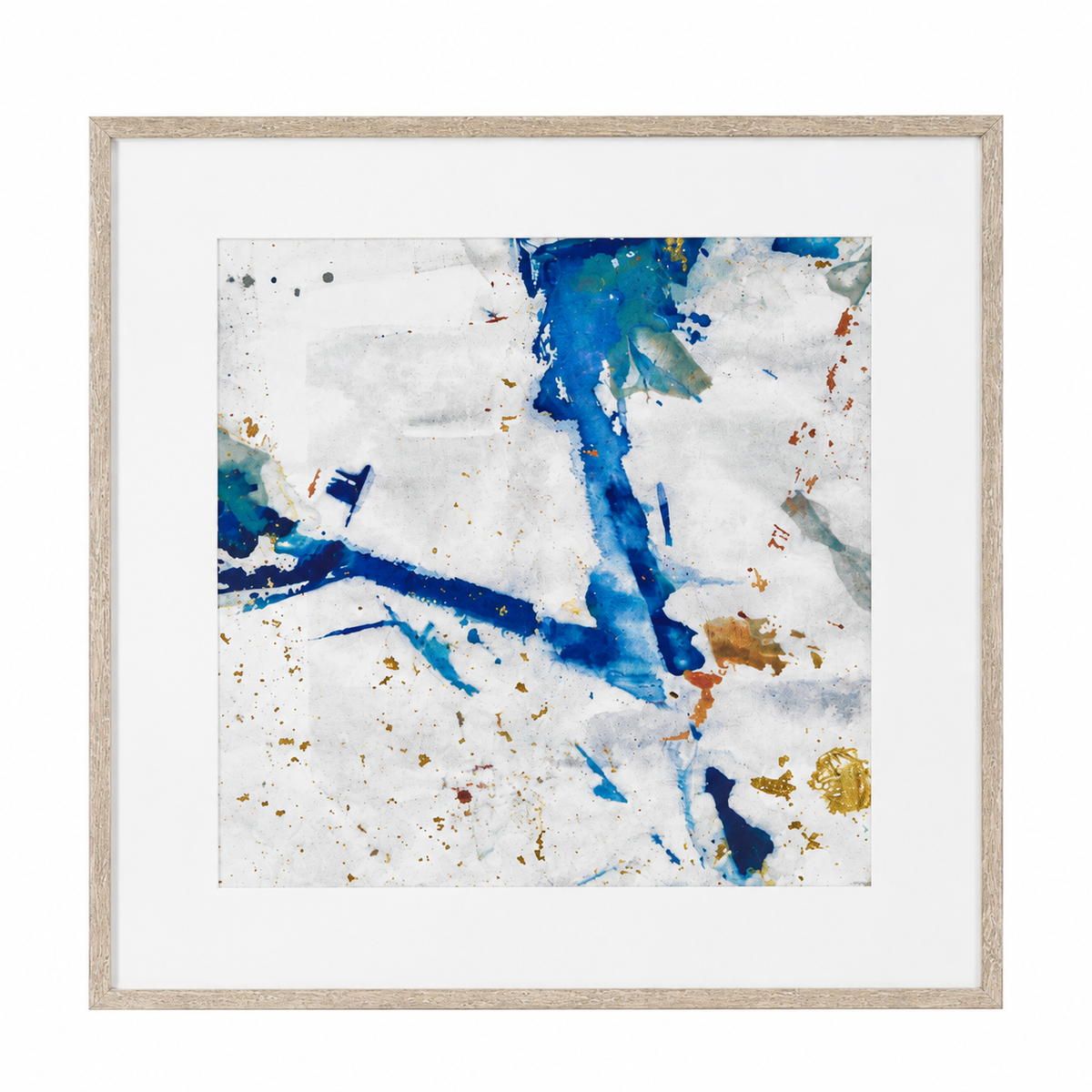 Quadro Astratto Gallery 60x60 cm con Cornice Decorazione da Parete Blu e Oro