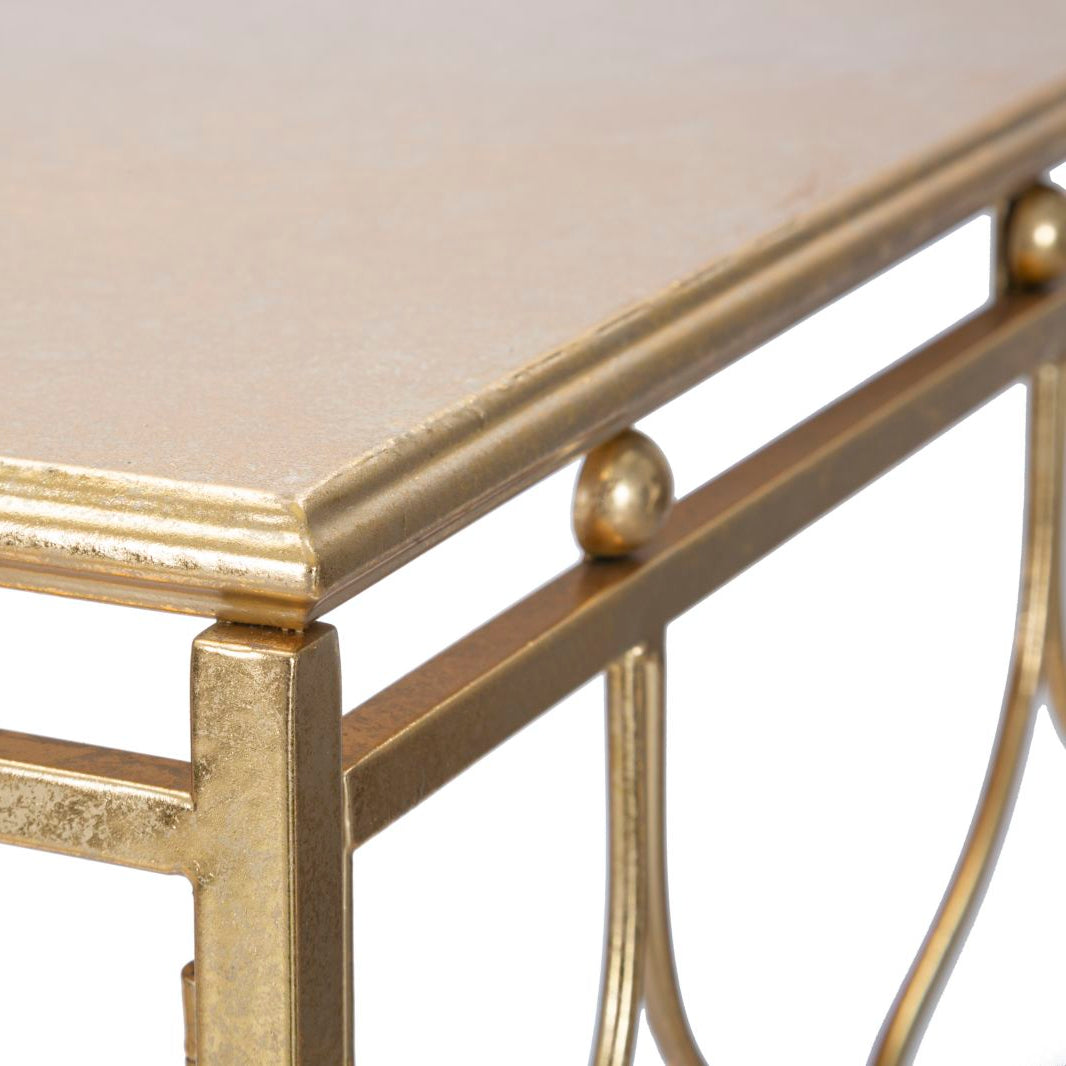 Consolle Arab Oro 96,5x41x78 cm Console in Metallo Dorato con Design Arabeggiante