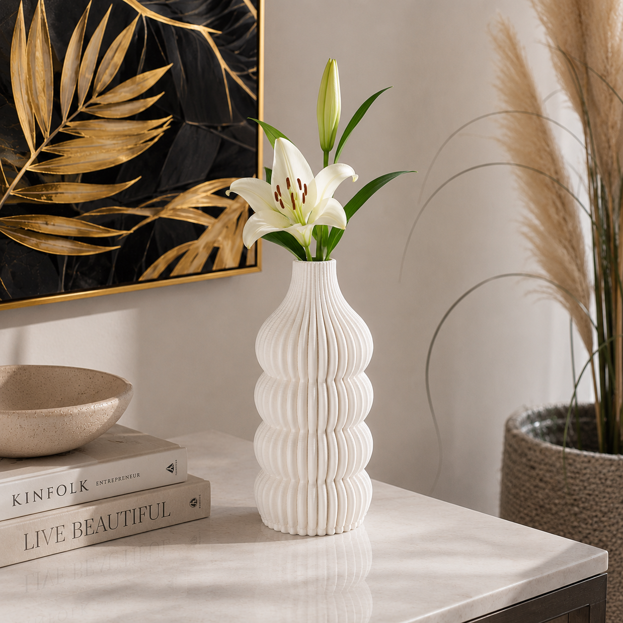 Vaso Decorativo Ilsa Beige in Ceramica 11 x 20 cm