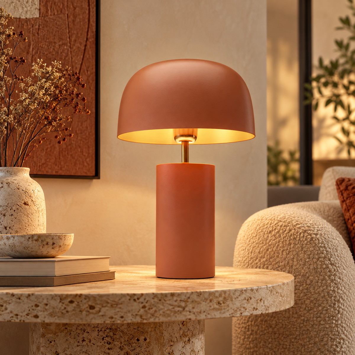 Lampada da Tavolo Loungy in Metallo Terracotta H 38 cm