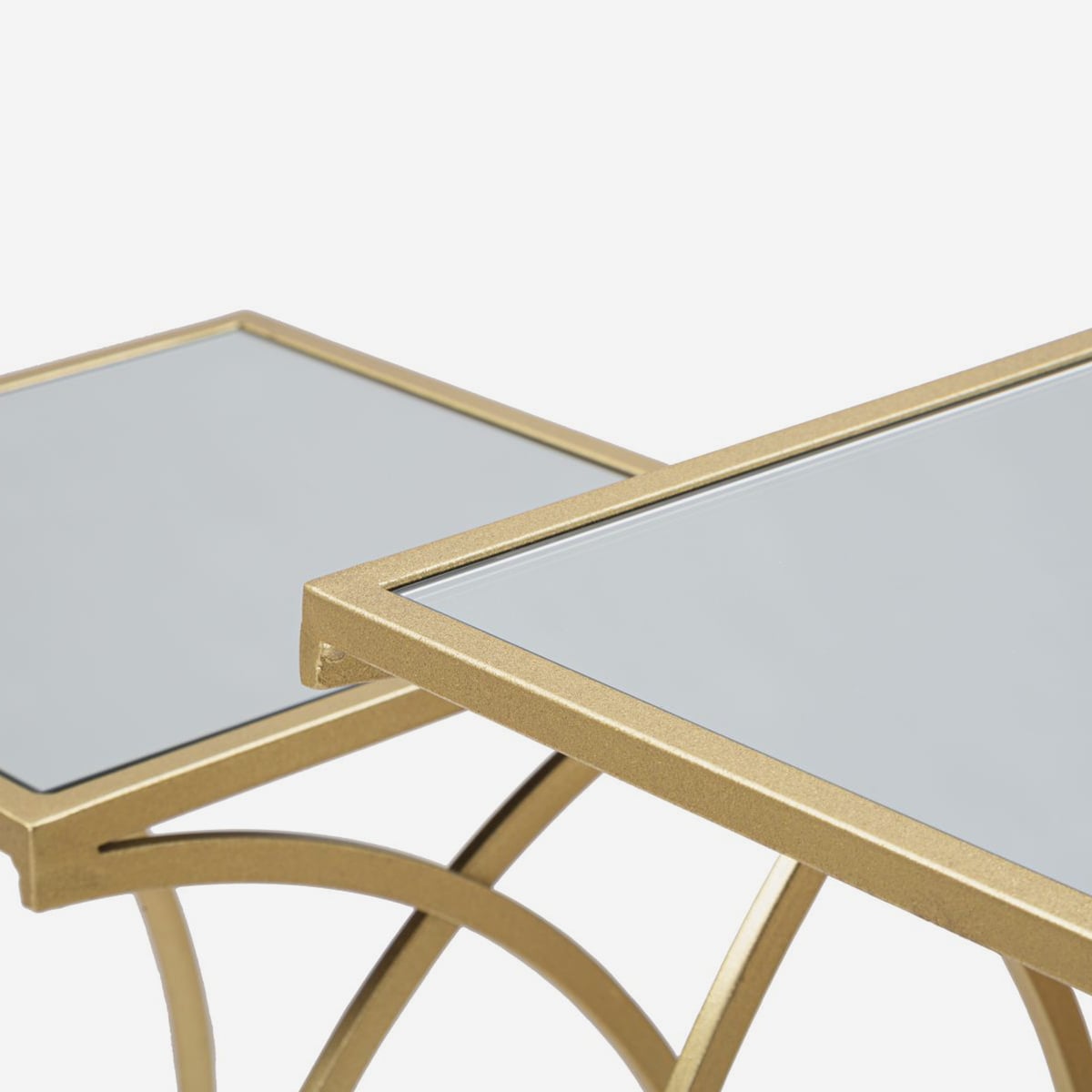 Set 2 Tavolini Siomply in Metallo e Specchio 35x35x70 e 30x30x60 cm