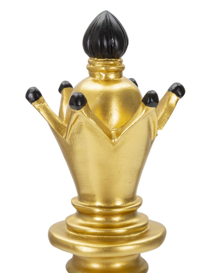 Statuetta Decorativa Alfiere Scacchi Oro e Nero Ø12,5 x H38,5 cm