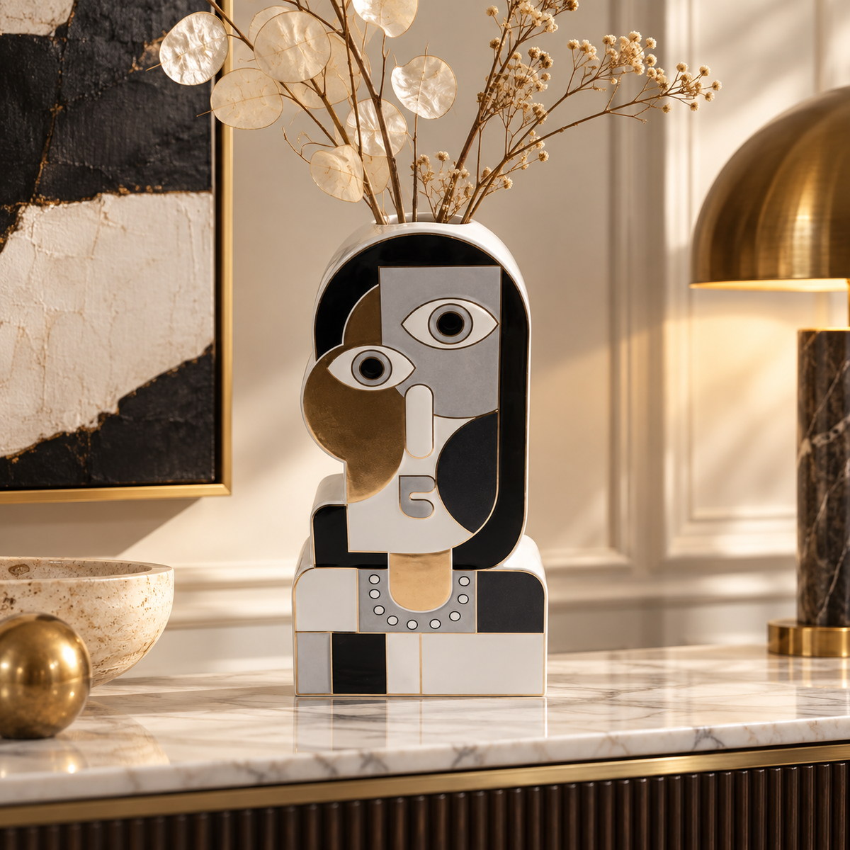 Vaso Decorativo Art Lady 43 cm Design Artistico Moderno