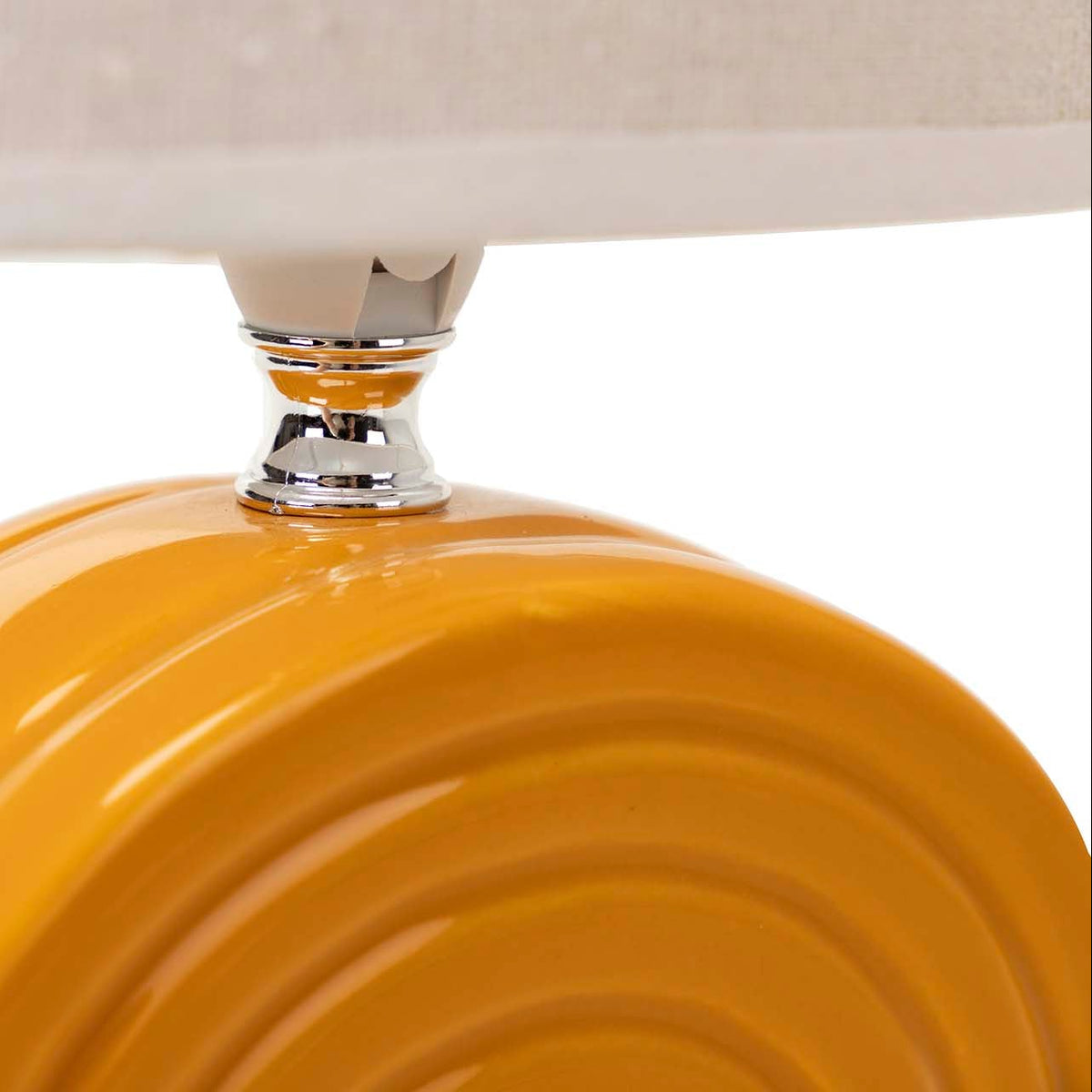 Lampada da Tavolo in Ceramica Arancio 30 cm con Paralume Bianco