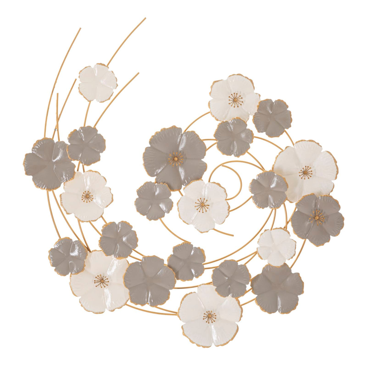 Pannello Decorativo Lotly 63,5x5x67,9 cm in Ferro con Fiori 3D