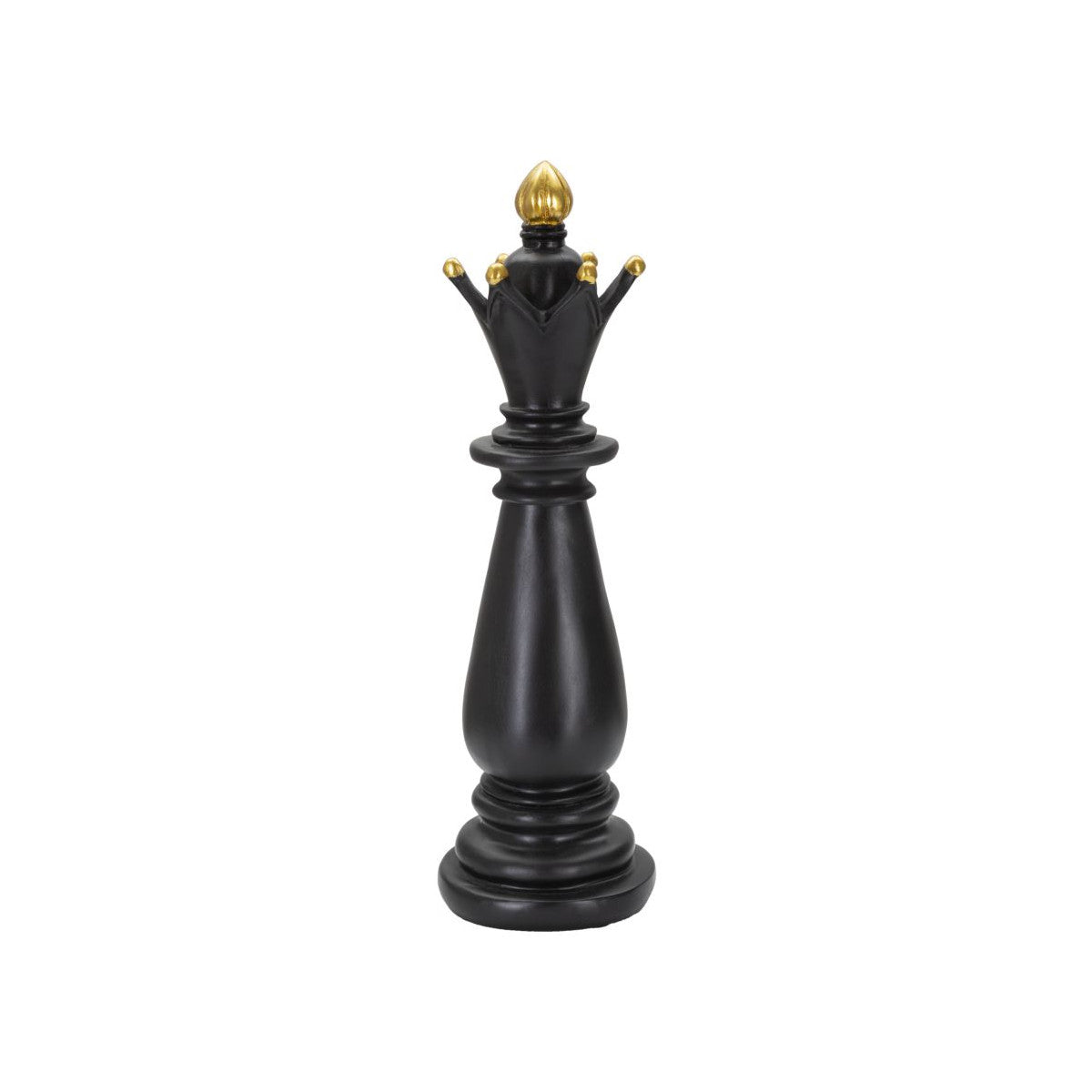 Statuetta Decorativa Alfiere Scacchi Nero e Oro Ø12,5 x H38,5 cm