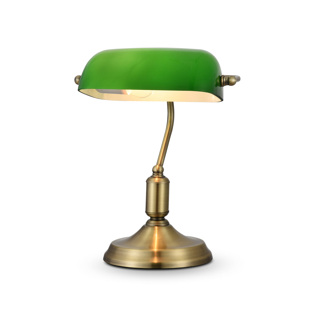 Lampada da Tavolo Kiwi Verde e Ottone in Stile Vintage