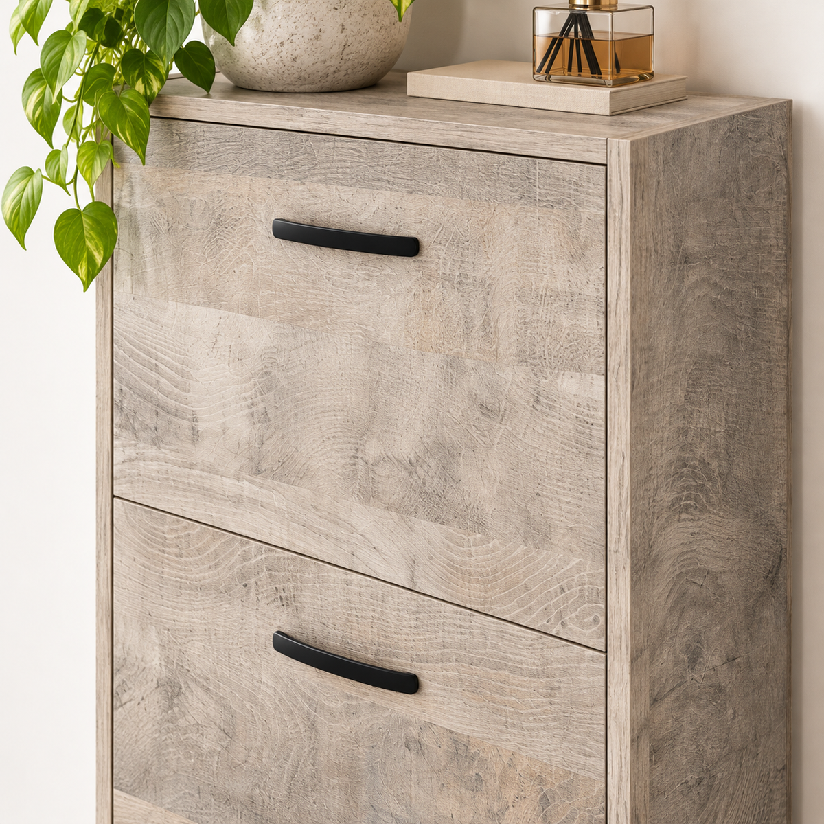 Scarpiera 4 Ante Rovere Platino 58x25x139 cm Portascarpe Salvaspazio