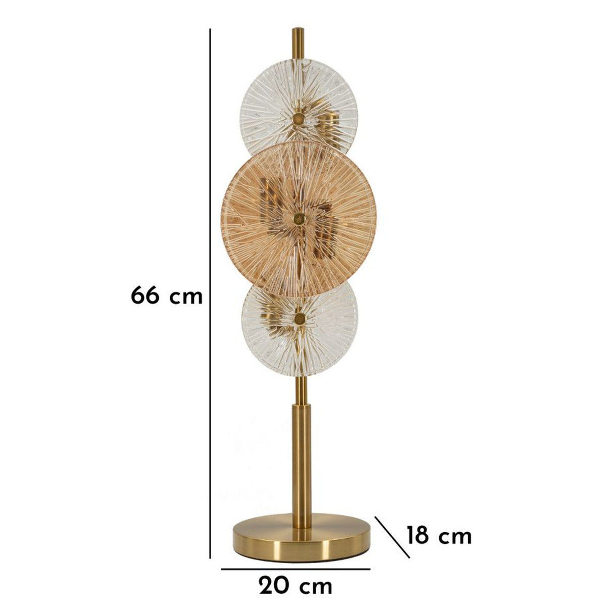 Lampada da Tavolo Osaka Oro in Metallo e Vetro 20 x 18 x H66 cm